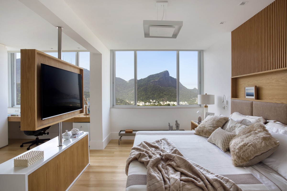 Suíte de casal com vista para a montanha